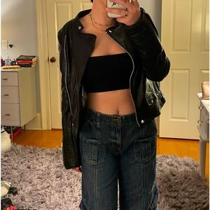 XS ZARA black leather Moto jacket